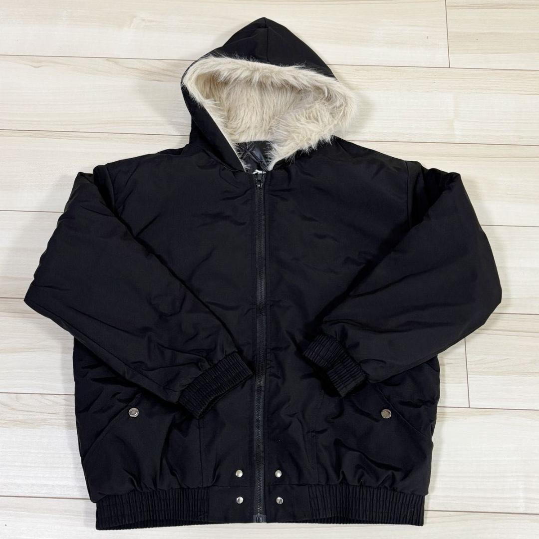 ブラック 防寒 裏起毛 ファー opium ブルゾン 平成 y2k MA1 - メルカリ