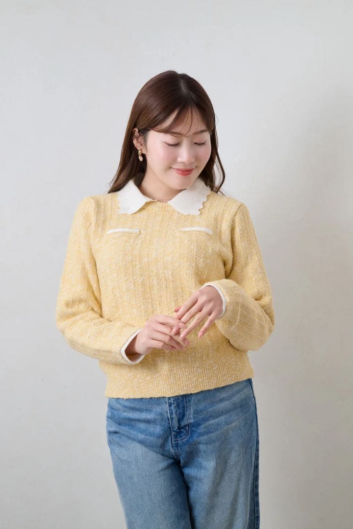 最終値下げ！【完売品！】Petal-Edge Collar Knit Top