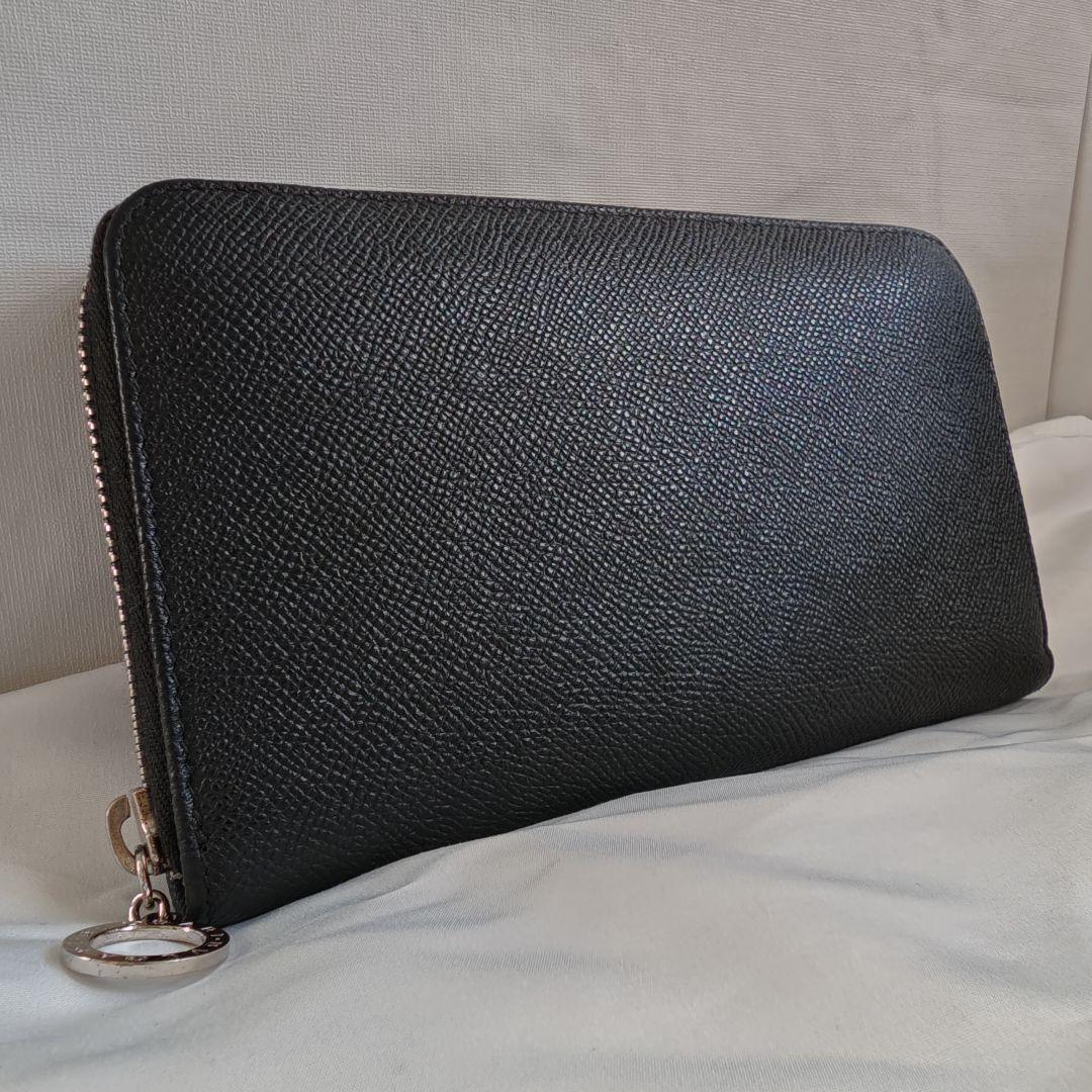 美品 ブルガリ メンズ 長財布 ラウンドファスナー レザー ブラック 黒 3