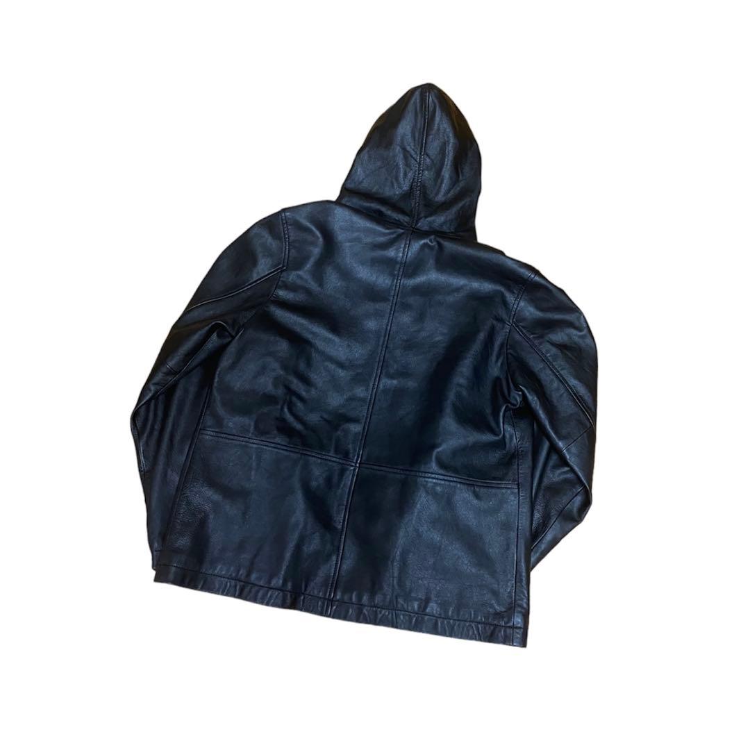 old gap leather レザー フーディ パーカー ラムレザー y2k - メルカリ