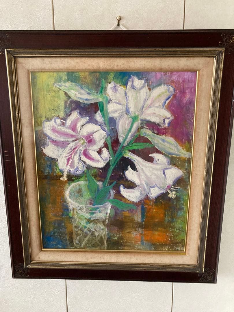 みう 　油絵　F8 ユリと紫陽花　二点