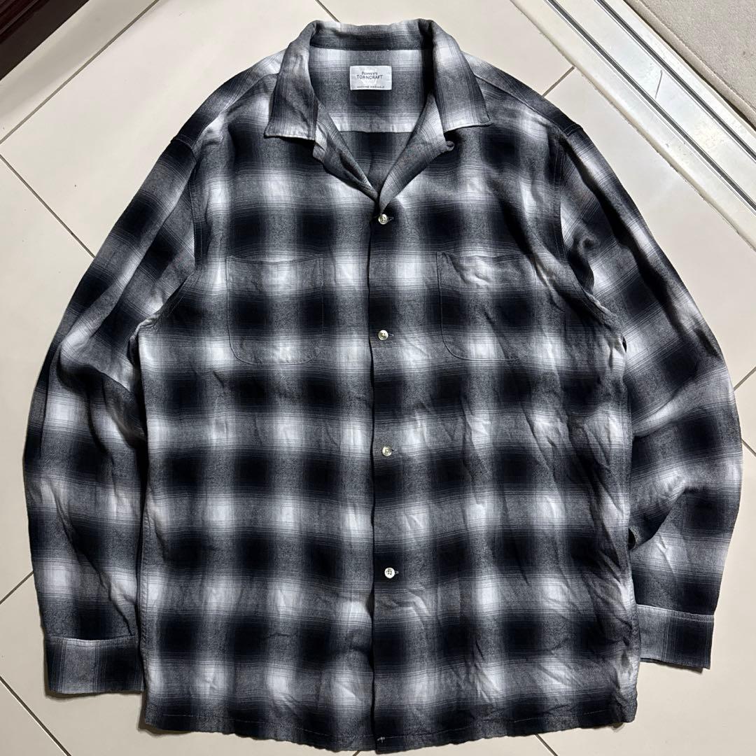 1960's復刻 TOWNCRAFT レーヨン100% 開襟シャツ 黒白