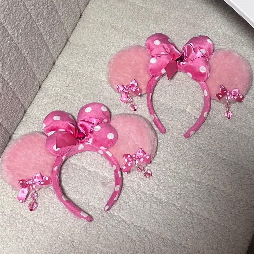 ディズニー ミニー カチューシャ ピンク イヤリング 2つセット
