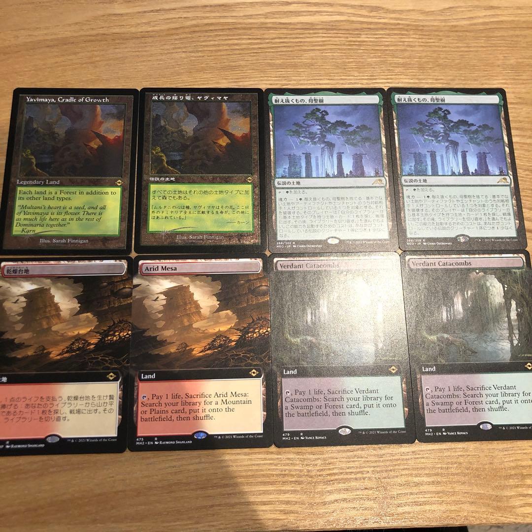 土地8枚セット　耐え抜くもの、母聖樹　ヤヴィマヤ　乾燥台地　新緑の地下墓地