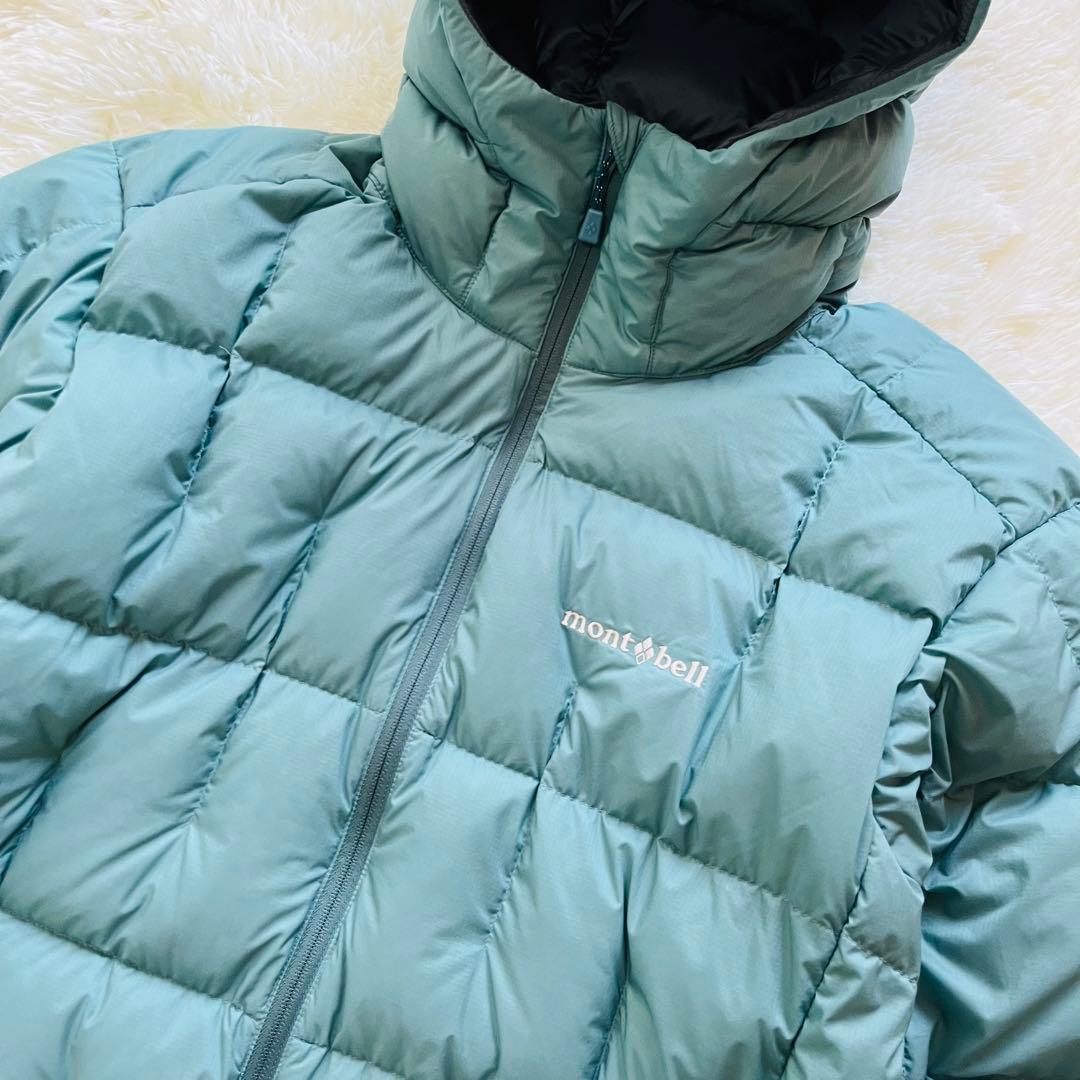 未使用級】モンベル ネージュダウンパーカ ブルーグリーン メンズ L