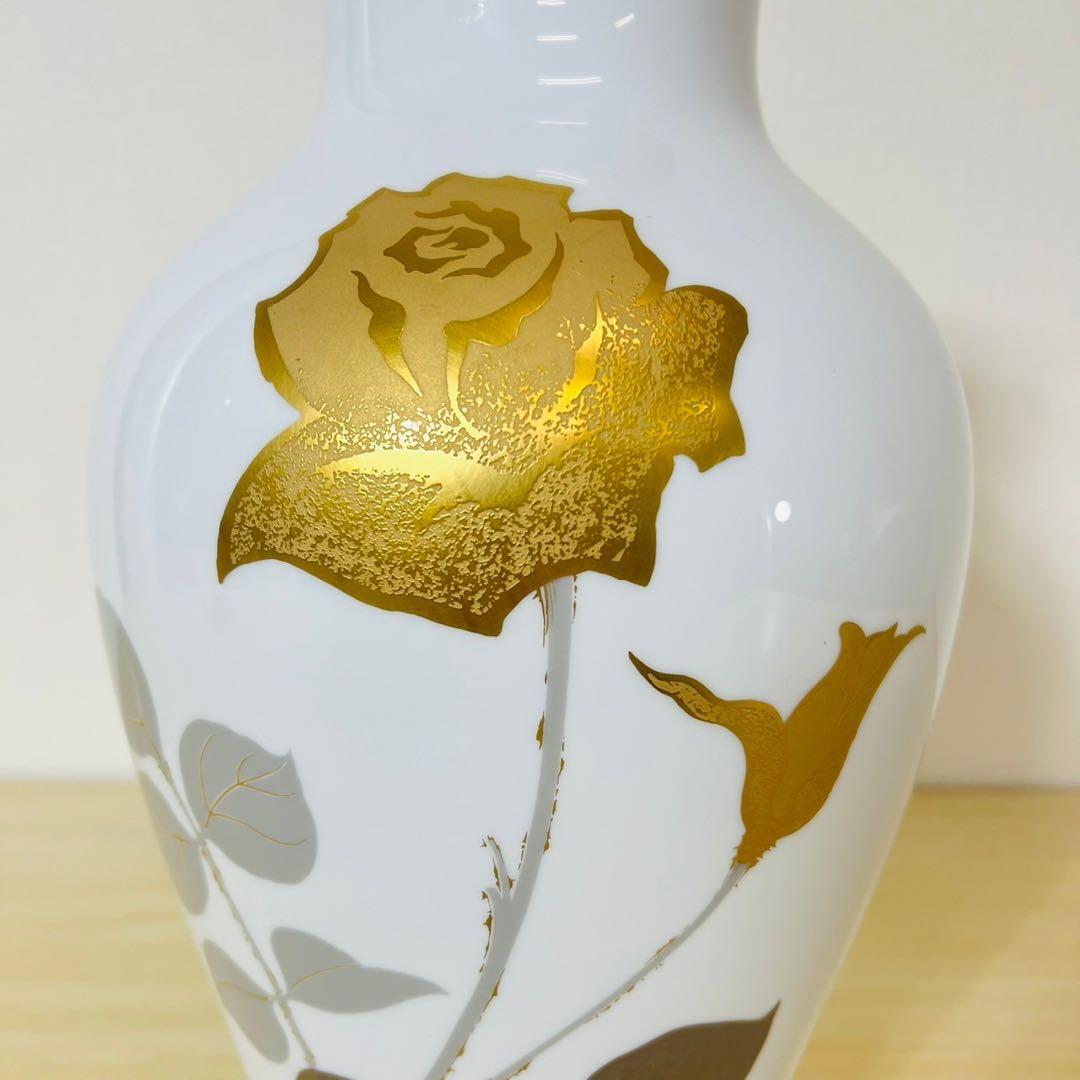 大倉陶園 OKURA 金 金蝕バラ 薔薇 花生 花瓶 フラワーベース 金彩