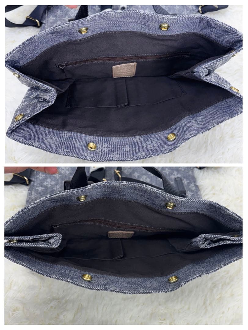 新品タグ有 極美品◇russet 折りたためるデニムプリント リュック