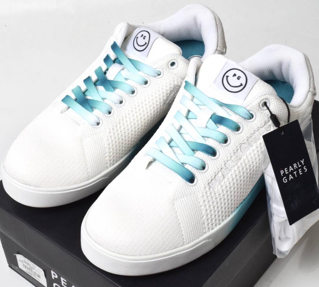 未使用3.5万 パーリーゲイツ ゴルフシューズ 25 ニコちゃん ホワイト