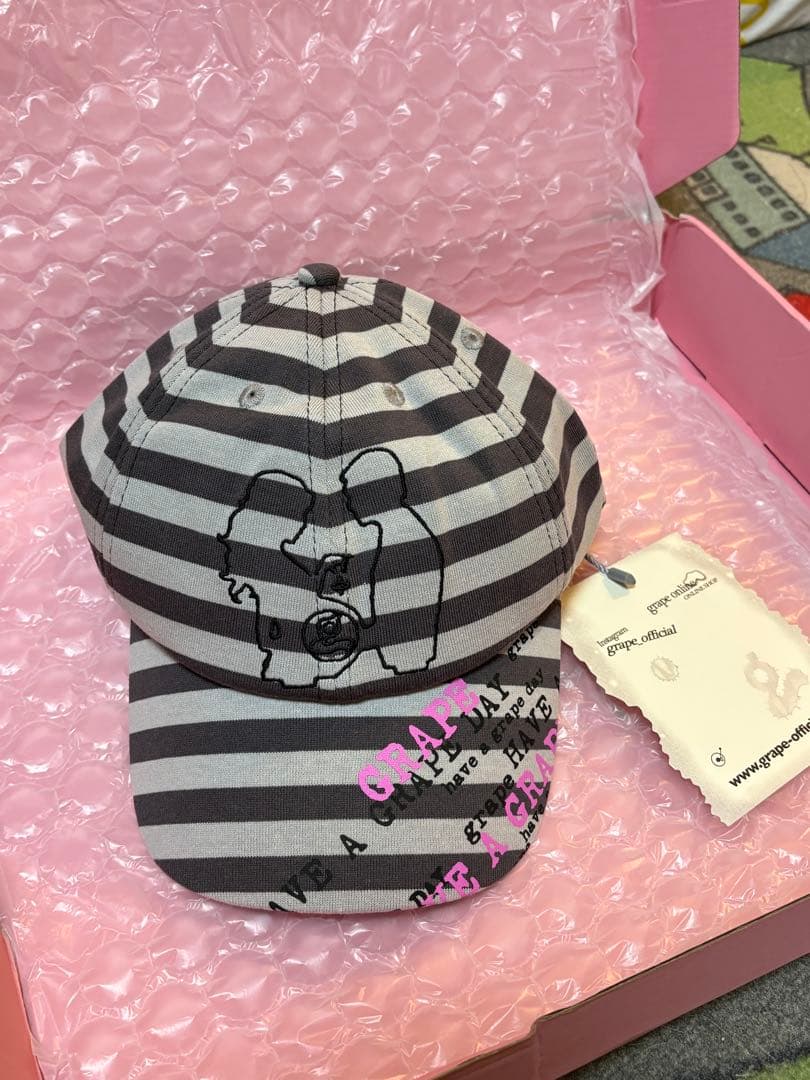 GRAPE ストライプ柄キャップ フリーサイズ