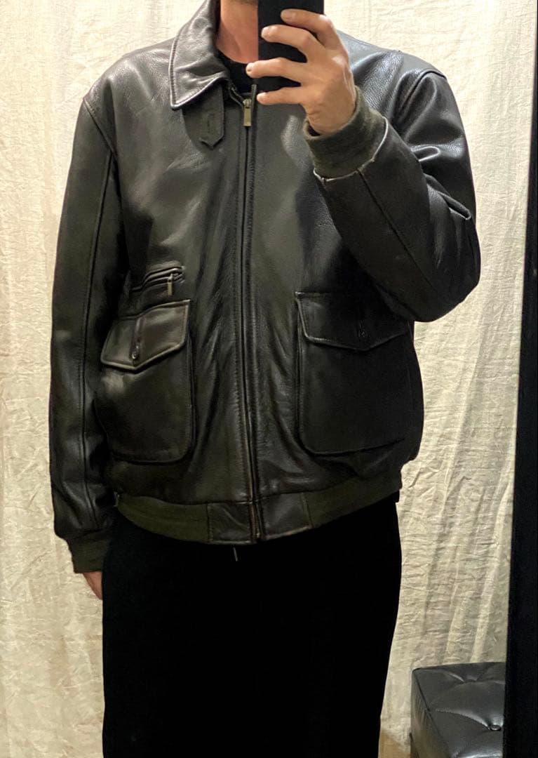 A-2 レザージャケット エポレット無し 着画177cm フライトジャケット