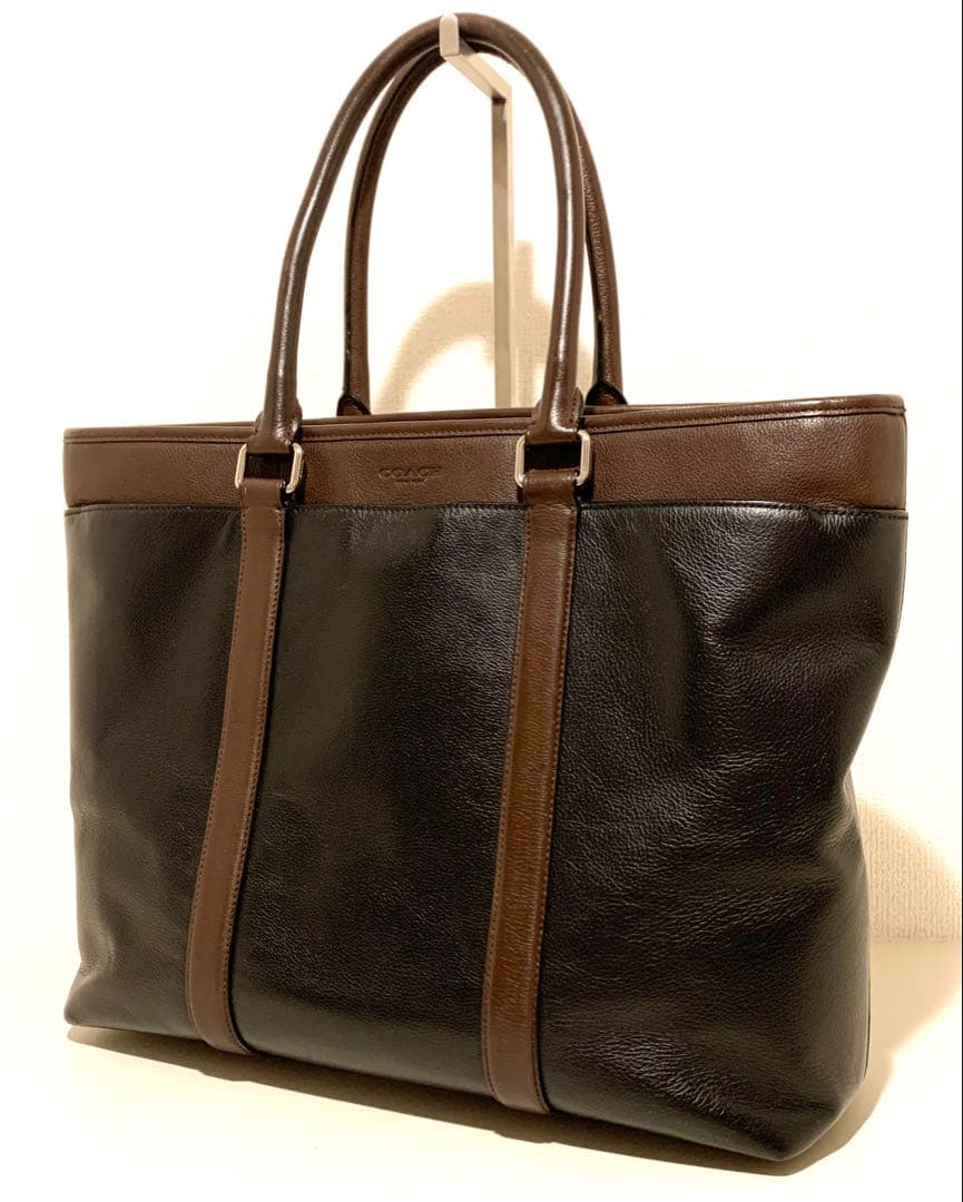 ★週末特価★ COACH メトロポリタン トート 黒×茶レザー A4