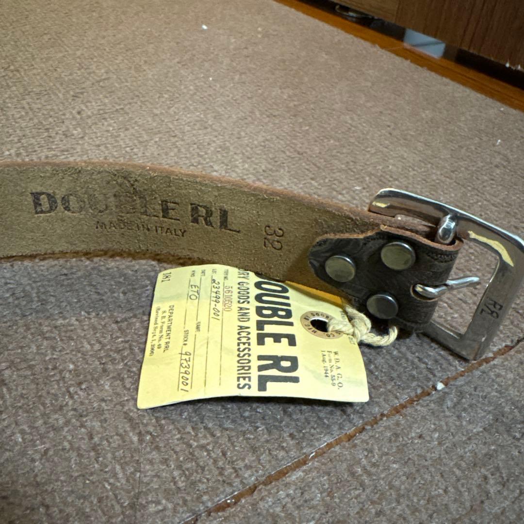 新 発売ファッション - 未使用 DOUBLE RL エンボス加工レザーベルト 32