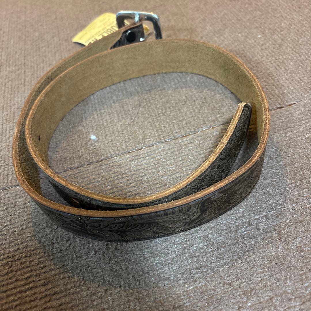 新 発売ファッション - 未使用 DOUBLE RL エンボス加工レザーベルト 32