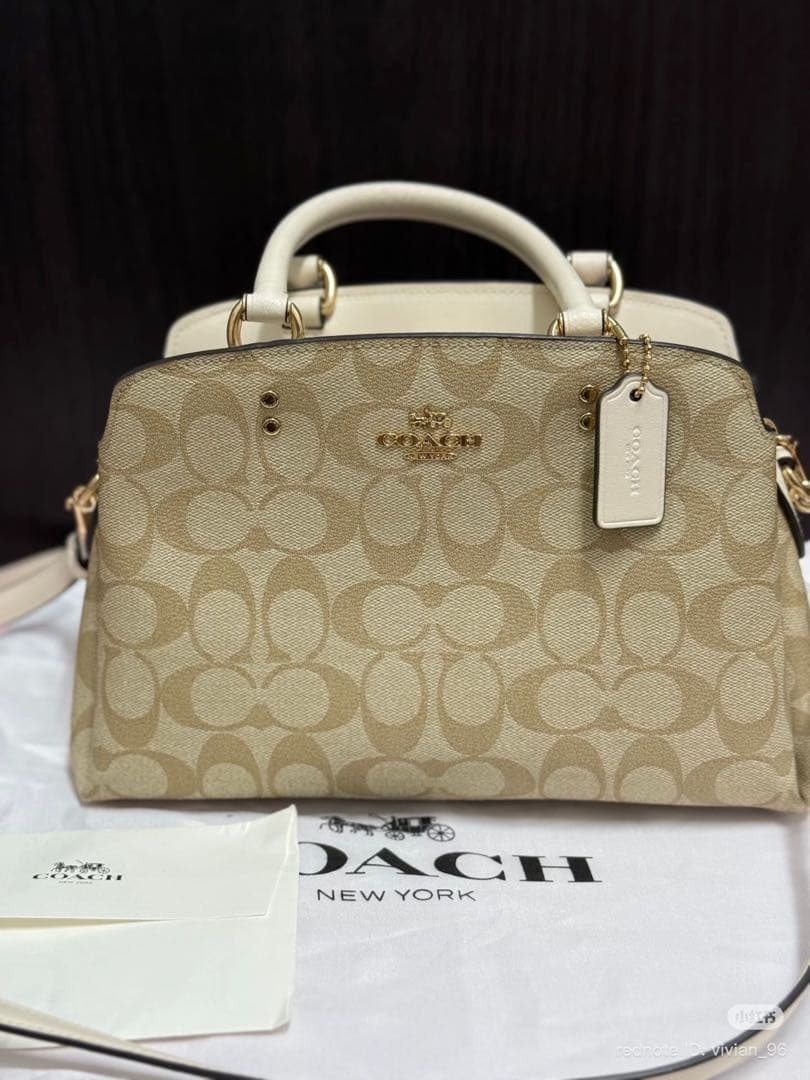 【美品】COACH コーチ ボストンバッグ ベージュ ホワイト