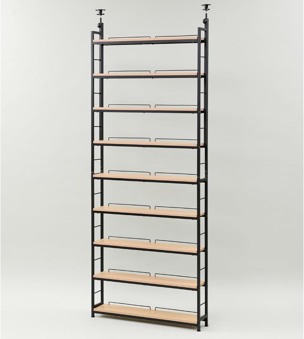 本棚(張りメッキ) 大容量 スリム RTRS-10015(OAK/SBK)