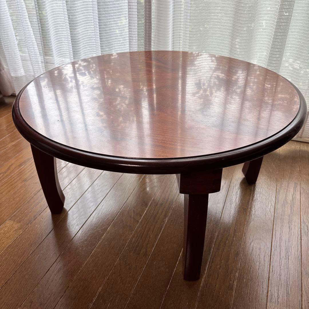木製ちゃぶ台　折りたたみ　小円卓　丸テーブル　昭和レトロ
