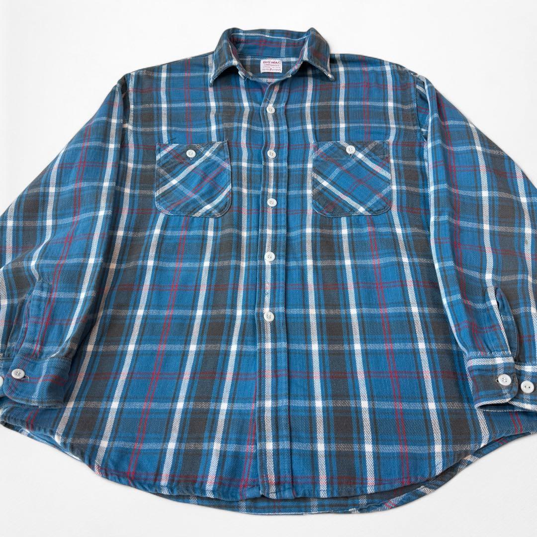 50s 60s BIGMAC 青ベース フランネルチェックシャツ penneys - メルカリ