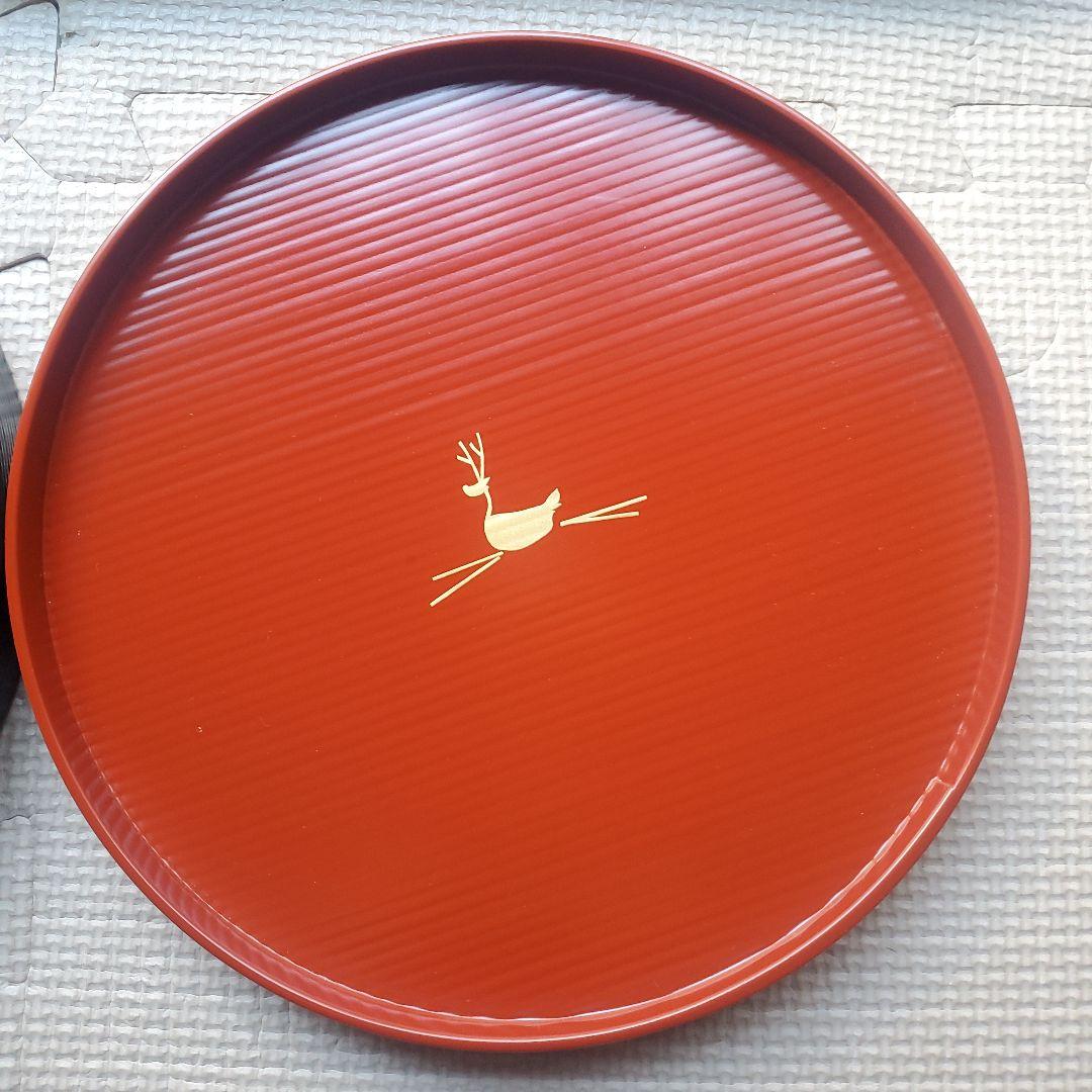 未使用 京漆匠象彦/ZOHIKO 黒朱 象彦 丸盆 漆器 お盆 菓子盆 2枚