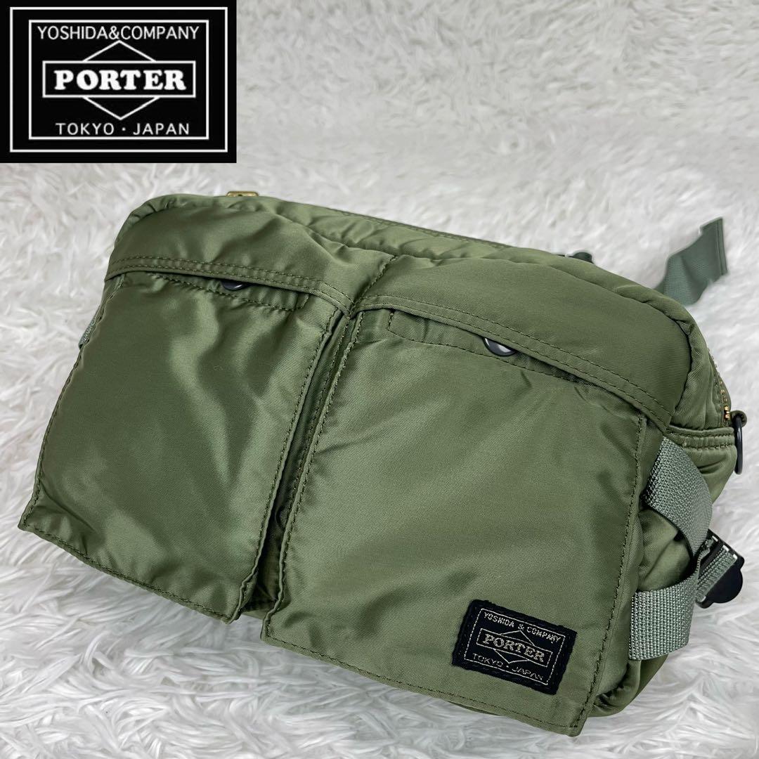 超極美品✨PORTER✨タンカー✨ウエストボディバッグ✨希少人気カラー✨カーキ緑