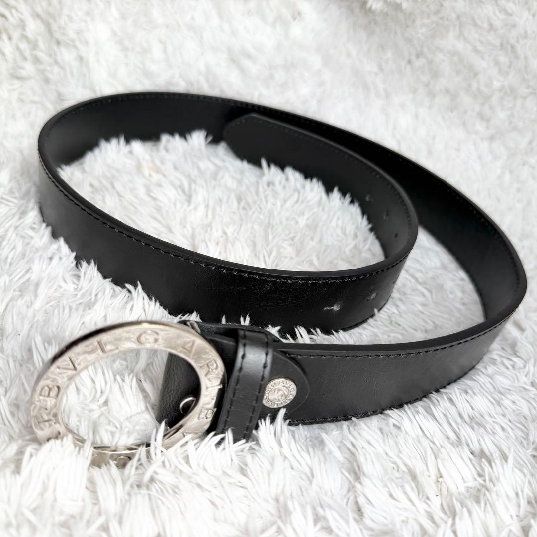 美品】 ブルガリ ベルト ロゴマニア サークルロゴ シルバー金具