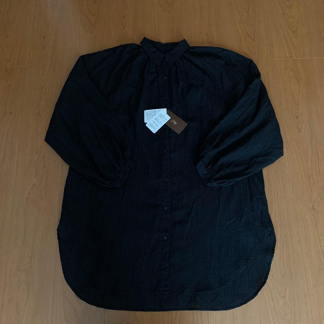 新品　紙タグ付き　プラージュ plage Crepe Long シャツ　黒