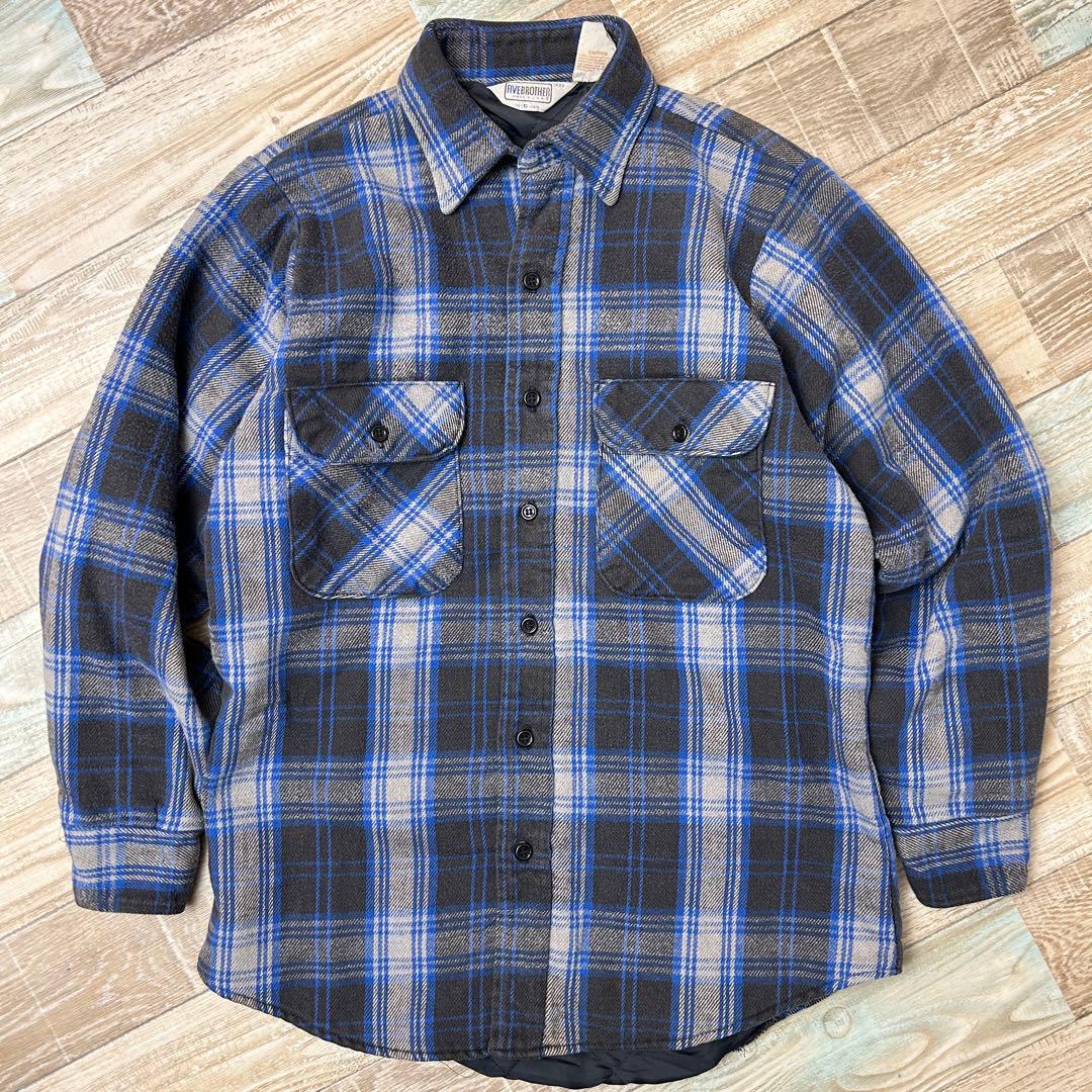80s USA製 FIVEBROTHER キルティング ネルシャツ 希少サイズ