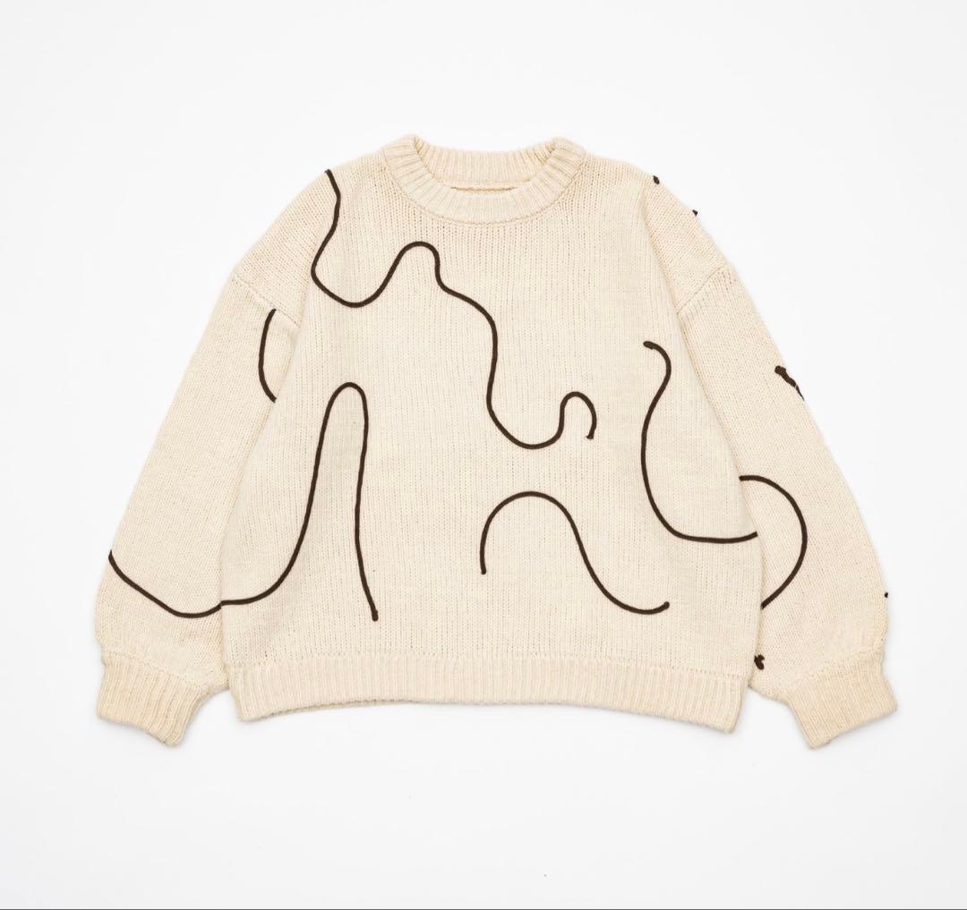 新品　OLUN nuance tape line knit