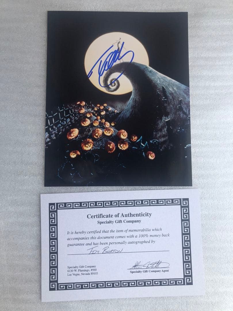 ティムバートン 直筆サイン入り写真 Tim Burton 証明書付 ジャック