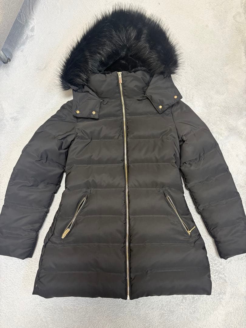 【週末限定】ZARA ダウンコート 黒 ファー付き フード L ロング 防寒 ZARA】ロング丈ダウンジャケット、フード、グローブ付き (ZARA/ダウン