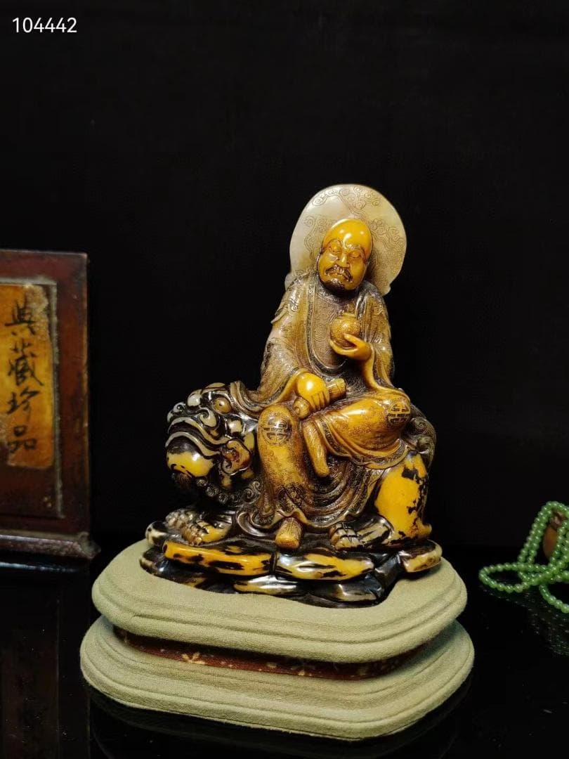 中国古美術・笑狮羅漢・寿山石田黄羅漢の印鑑・置物・文房具・書道品・風水