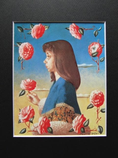 松樹路人、【乙女椿】、新品高級額 額装付、希少画集画、状態良好