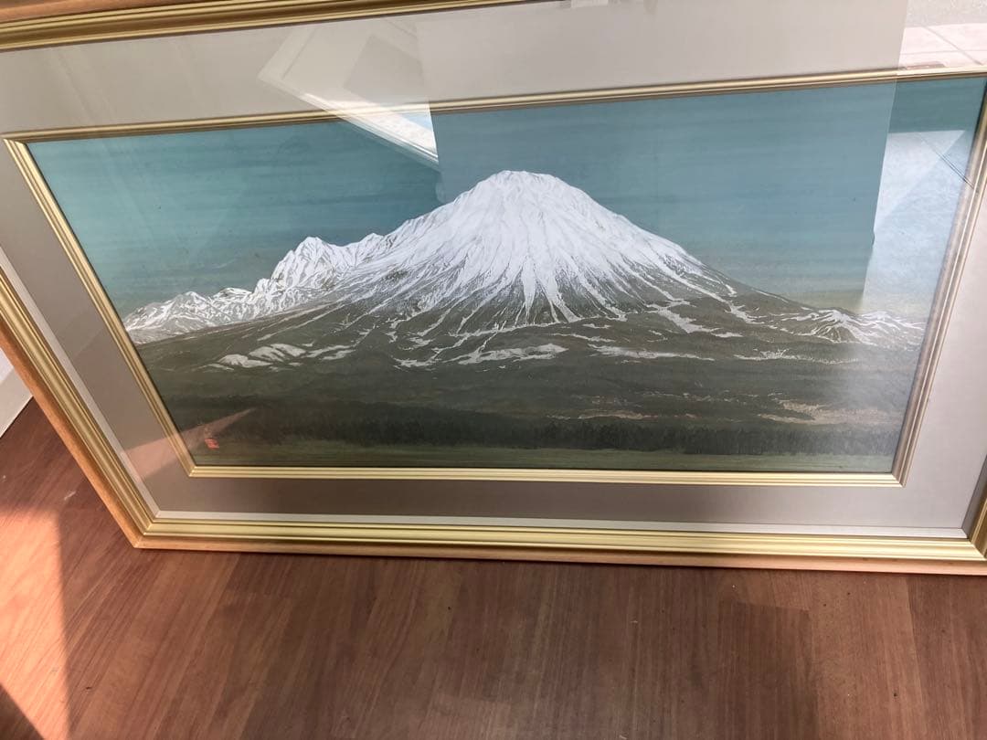 【額装絵画】宮西東洋雄　『待春大山』　額縁付　タペストリー　大型絵画