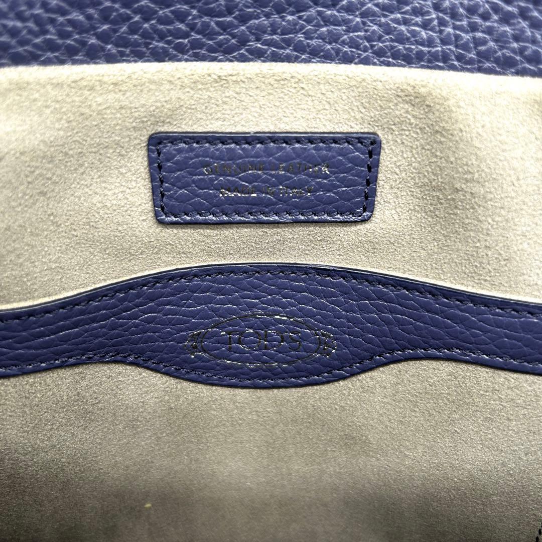 美品】トッズ 2way ジョイミニ ハンドバッグ レザー ネイビー 斜め掛け