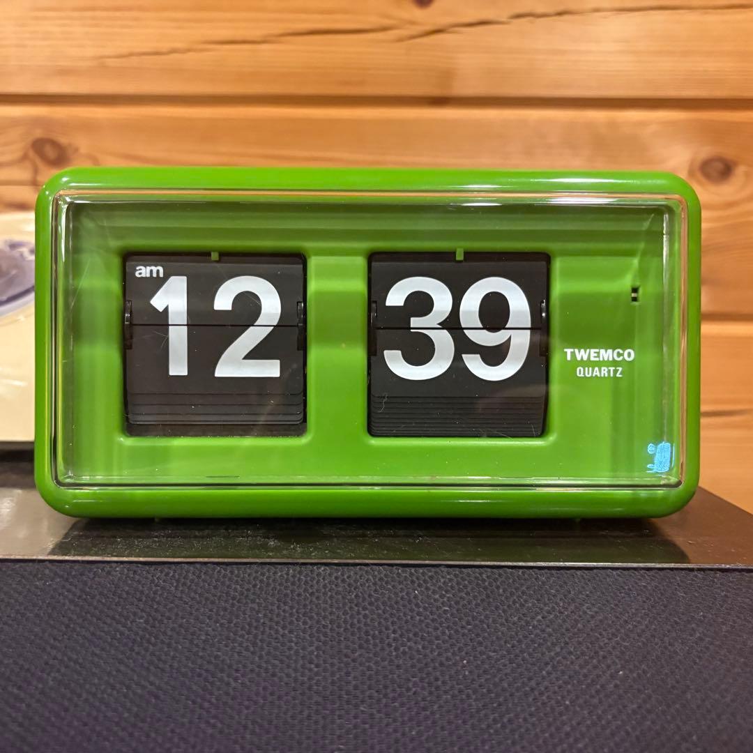 ★動作品★TWEMCO トゥエンコ パタパタ時計QT-30 緑 グリーン
