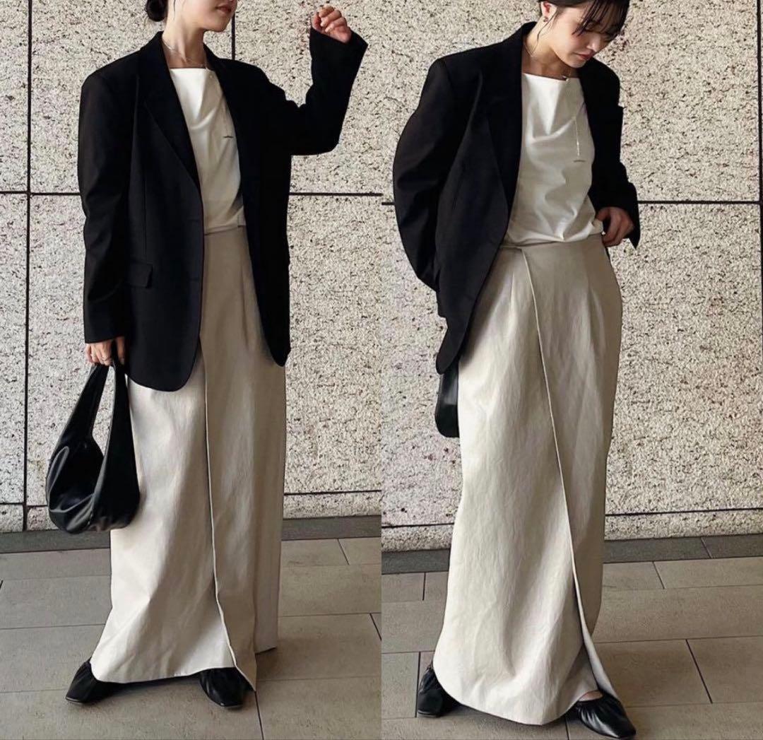 【新品未使用】ETRE TOKYO　フェイクレザーラップスカート　Mサイズ