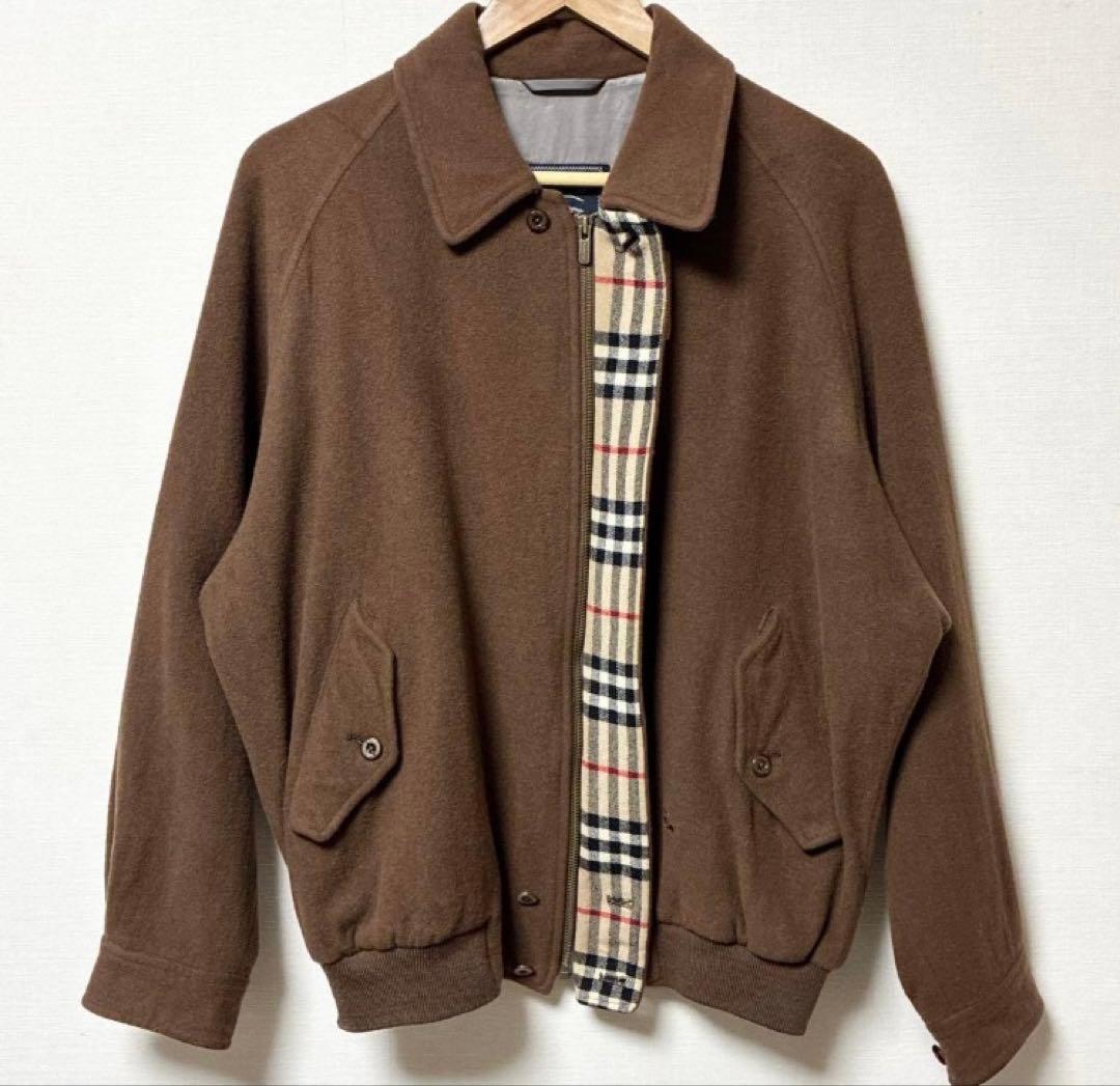 て*ぃ様 Burberry ウール ハリントンジャケット ブラウン ノバチェック