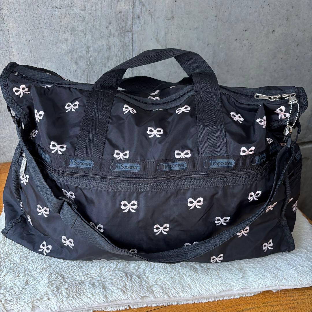 【美品】レスポートサック ボストンバッグ 大容量2way リボン　ショルダー
