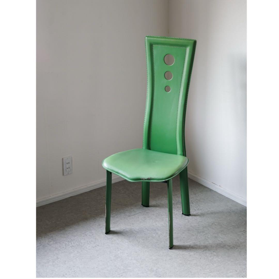 80-90's vintage ハイバック チェア グリーン ポストモダン