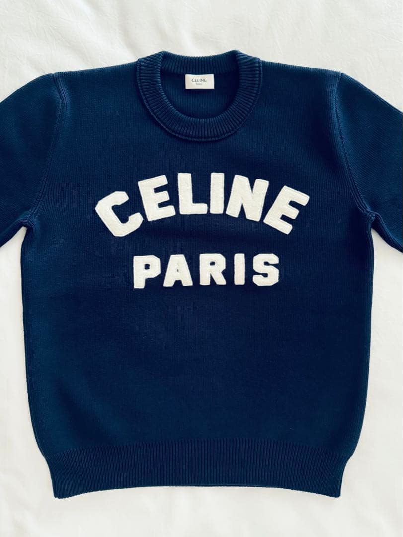 国内正規品CELINEセリーヌロゴニットセーター極美品ネイビー紺色