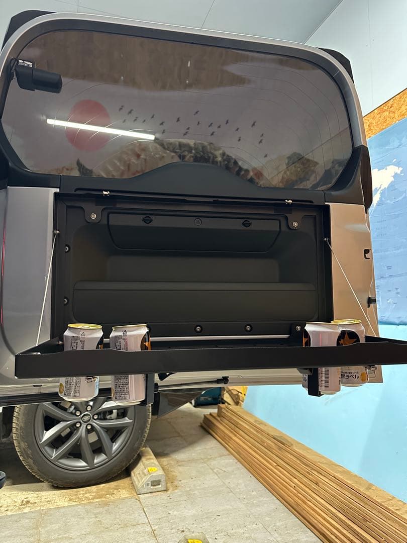 DEFENDER専用 リアゲートテーブル 安い 折りたたみ カップホルダー付き