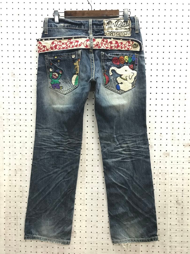希少デザイン LOLITA JEANS サーカス ボアワッペン デニムパンツ