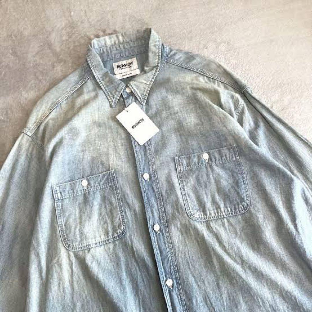 BOWWOW シャンブレーシャツ ヴィンテージ加工 XL デニムシャツ BOWWOW「HERITAGE CHAMBRAY SHIRT AGED - シャンブレーシャツ」 - Mate