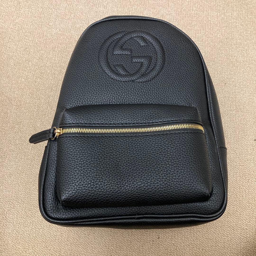 出*う様 Gucci ブラックレザー リュック GG Black large backpack in black GG Supreme | GUCCI® US
