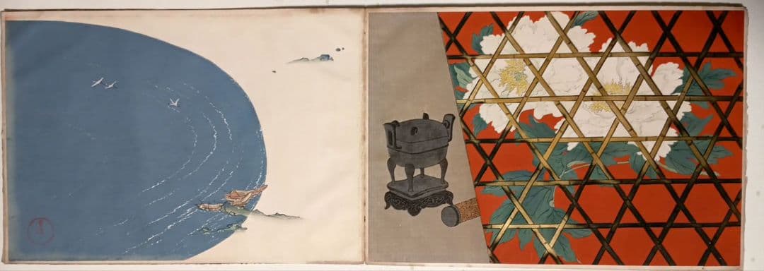 稀ちく佐壹琳派画家神坂雪佳の多色摺木版図案画帖30図案の内25図案入り