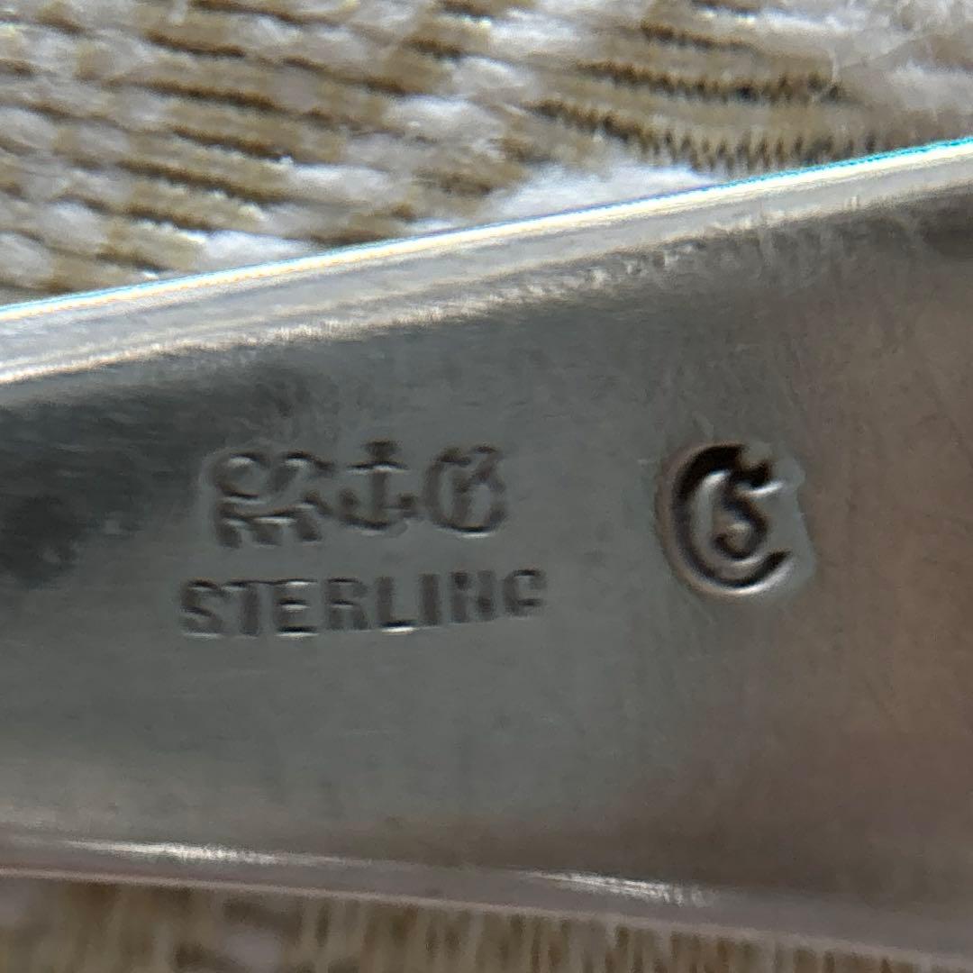 純銀／スターリング お花のブライトカット バターナイフとスプーン