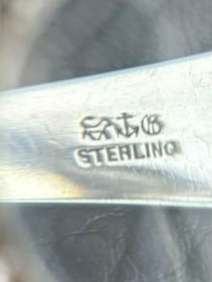 純銀／スターリング お花のブライトカット バターナイフとスプーン