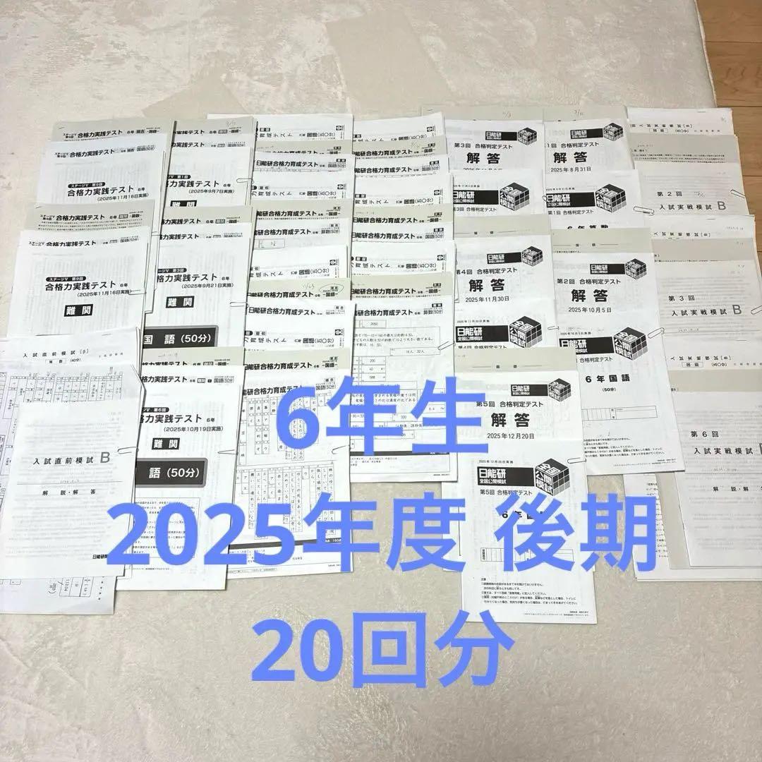 最新2025年】日能研6年 後期 20回分 公開模試 育成、実践 入試実践模