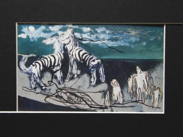 三岸節子、月夜の縞馬、希少画集画、新品高級額、額装付、状態良好