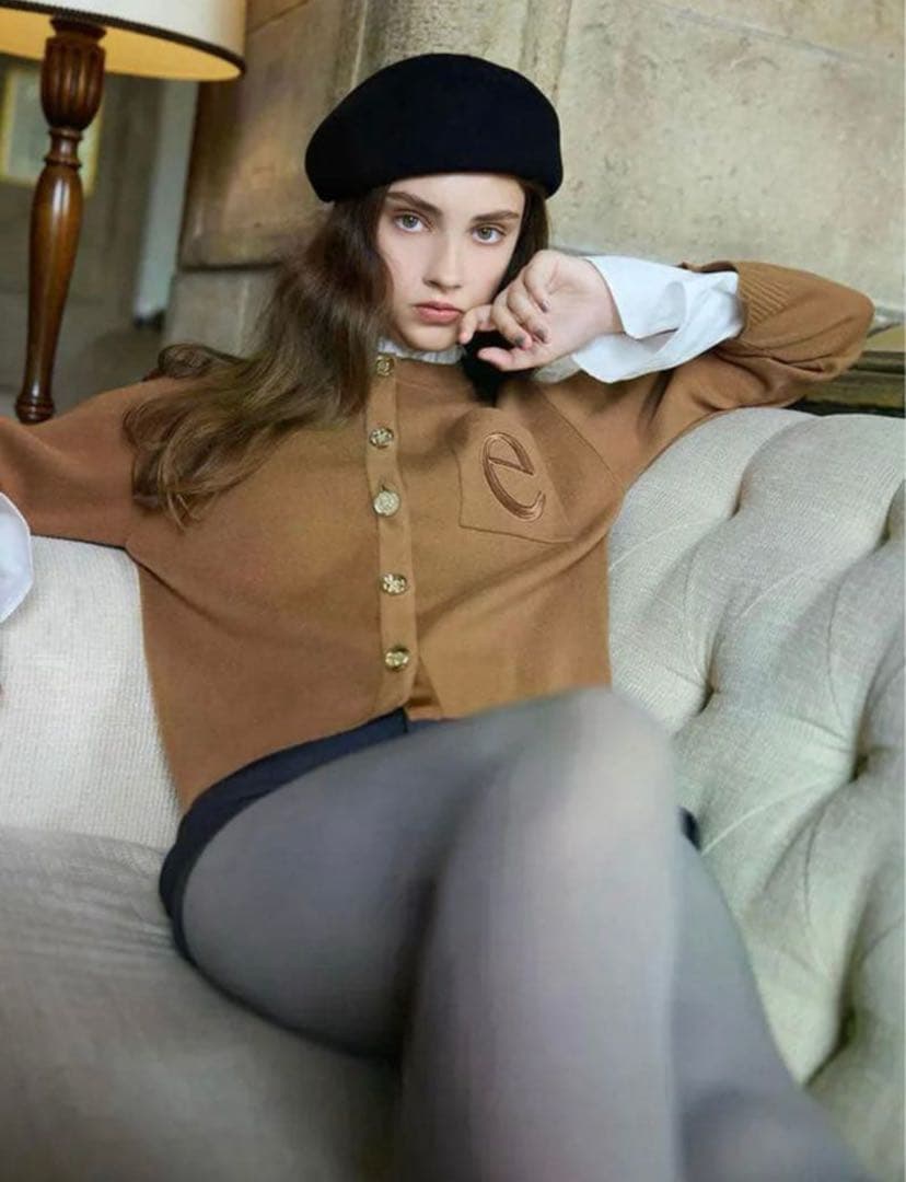 eimy istoire Attached collar ニットキャメル