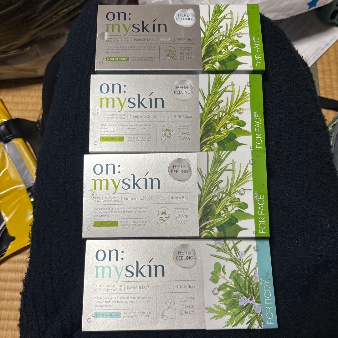 未使用3箱　on: my skin ハーブピーリング ボディー用残り7pcs Qoo10] on:myskin body用【自宅でハーブピーリング】美容